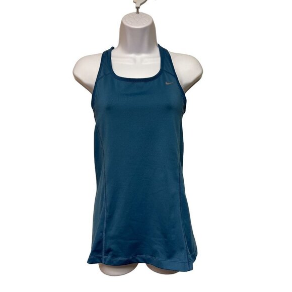 Nike Dri-Fit Blue Racerback Tank Top Longer Length Women's Size Medium Shirt - Picture 1 of 10